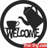 download welcome sign tea coffee pot free ready for cut