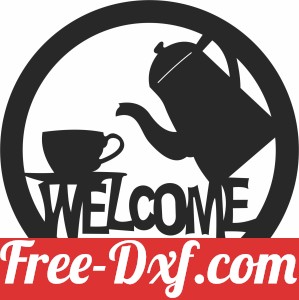 welcome sign tea coffee pot
