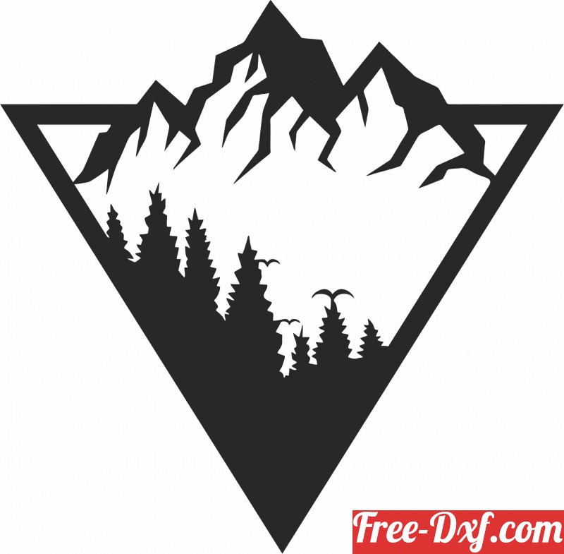 Download mountain scene wall decor VeOKy High quality free Dxf fi