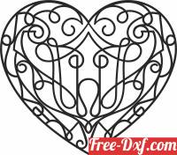 download Decorative one line heart wall art free ready for cut