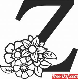 download Monogram Letter Z with flowers free ready for cut