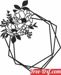 download flowers hexagon frame free ready for cut