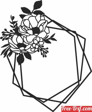 download flowers hexagon frame free ready for cut