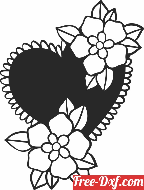 Download floral heart clipart W3Jv6 High quality free Dxf files,