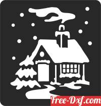 download Christmas house art free ready for cut