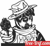 download Angry Rottweiler with pistol clipart free ready for cut