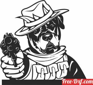 download Angry Rottweiler with pistol clipart free ready for cut