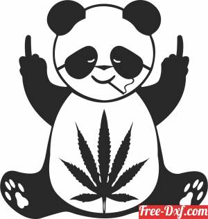 download Marijuana Leaf Cartoon Panda free ready for cut