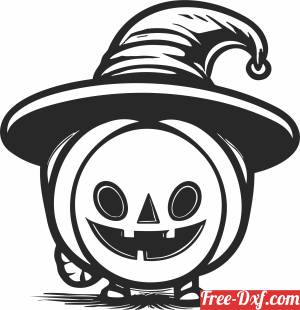 download halloween Pumpkin with hat free ready for cut