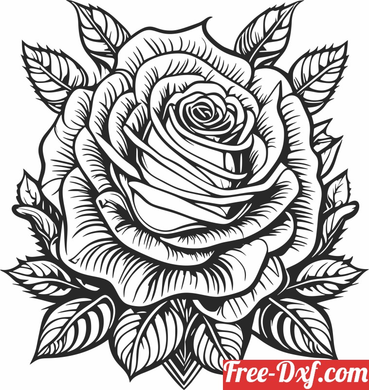 Download Rose flower art Wgwjw High quality free Dxf files, Svg,