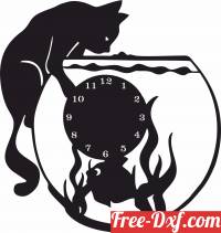 download Aquarium cat lovers wall vinyl clock free ready for cut