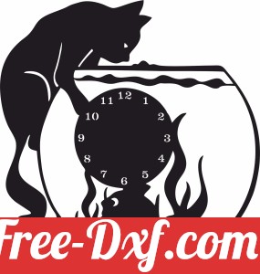 Aquarium cat lovers wall vinyl clock