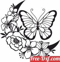 download butterfly floral vector art free ready for cut
