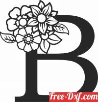 download Monogram Letter B with flowers free ready for cut