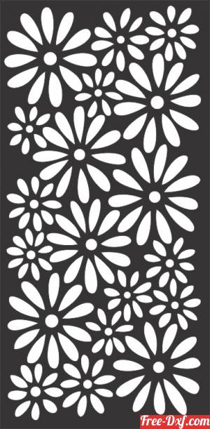 download Flowers decorative panel wall separator door pattern free ready for cut