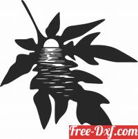 download Sunset leaf scene free ready for cut