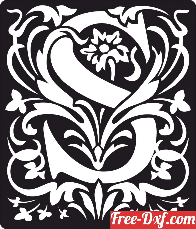 Download personalized monogram initial letter s floral artwork xl
