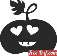 download Halloween lovely Pumpkin with heart eyes free ready for cut