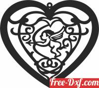 download heart ornament with angel free ready for cut