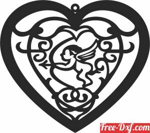 download heart ornament with angel free ready for cut