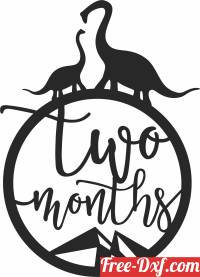 download Baby two months Milestone dinosaur free ready for cut