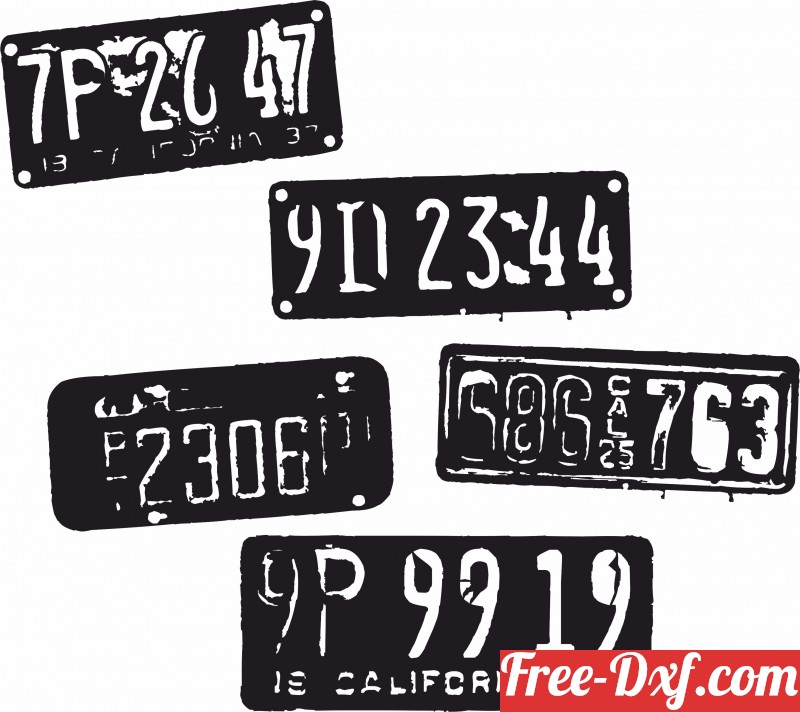 Download Vintage License cars Plates YEBtV High quality free Dxf
