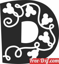download D split letter monogram mickey mouse free ready for cut