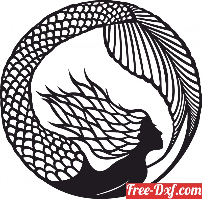 Download Mermaid wall decor YKrfM High quality free Dxf files, Sv