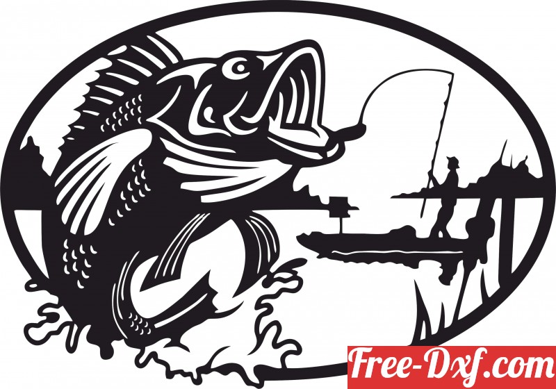 Download fishing fish scene clipart YTmMS High quality free Dxf f