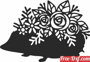 download floral Hedgehog cliparts free ready for cut
