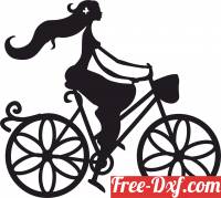 download girsl with her Bicycle clipart free ready for cut