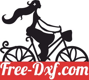 girsl with her Bicycle clipart