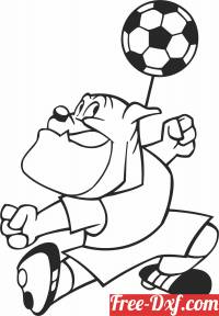 download Cartoon Dog Football soccer player free ready for cut