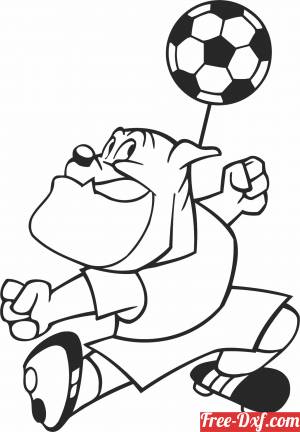 download Cartoon Dog Football soccer player free ready for cut