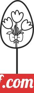 happy Easter egg flowers stake clipart