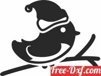 download christmas bird with hat clipart free ready for cut