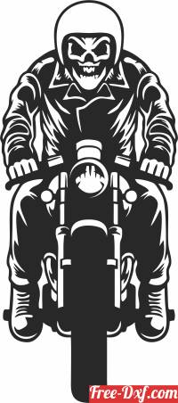 download Biker skeleton skull riding motorcycle free ready for cut