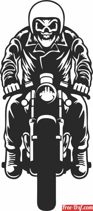download Biker skeleton skull riding motorcycle free ready for cut