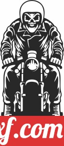 Biker skeleton skull riding motorcycle