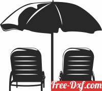 download Deckchair with umbrella free ready for cut