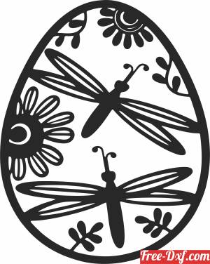 download egg with dragonfly and sunflower free ready for cut