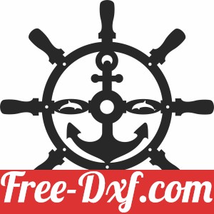 Rudder Silhouette With Anchor Ornament
