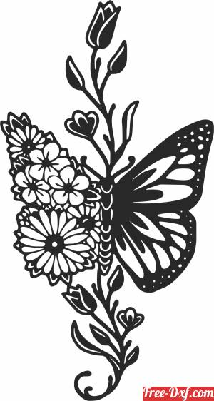 download Butterfly flower Mandala arts free ready for cut