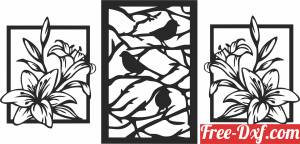 download flowers and birds on branches canva panels free ready for cut
