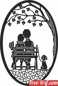 download Couple Sitting on a Bench free ready for cut