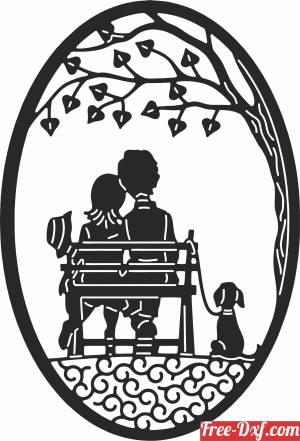 download Couple Sitting on a Bench free ready for cut