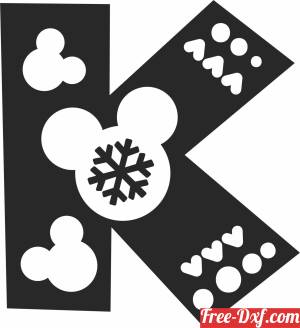 download k split letter monogram christmas mickey mouse free ready for cut