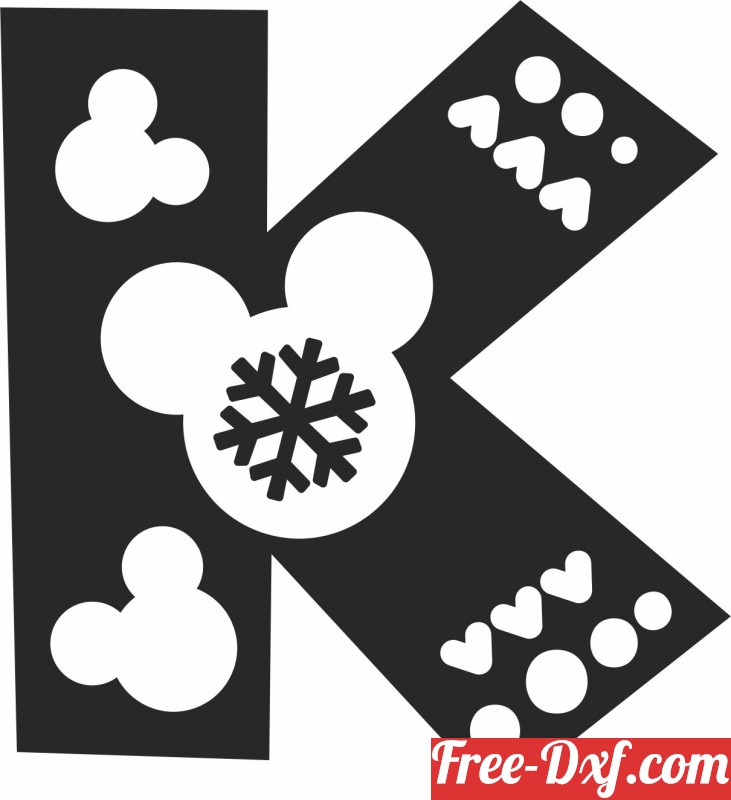 Download k split letter monogram christmas mickey mouse aklu4 Hig