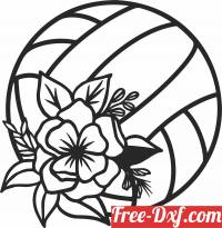 download floral Volleyball clipart free ready for cut