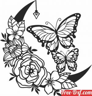 download Butterfly flower moon decor free ready for cut